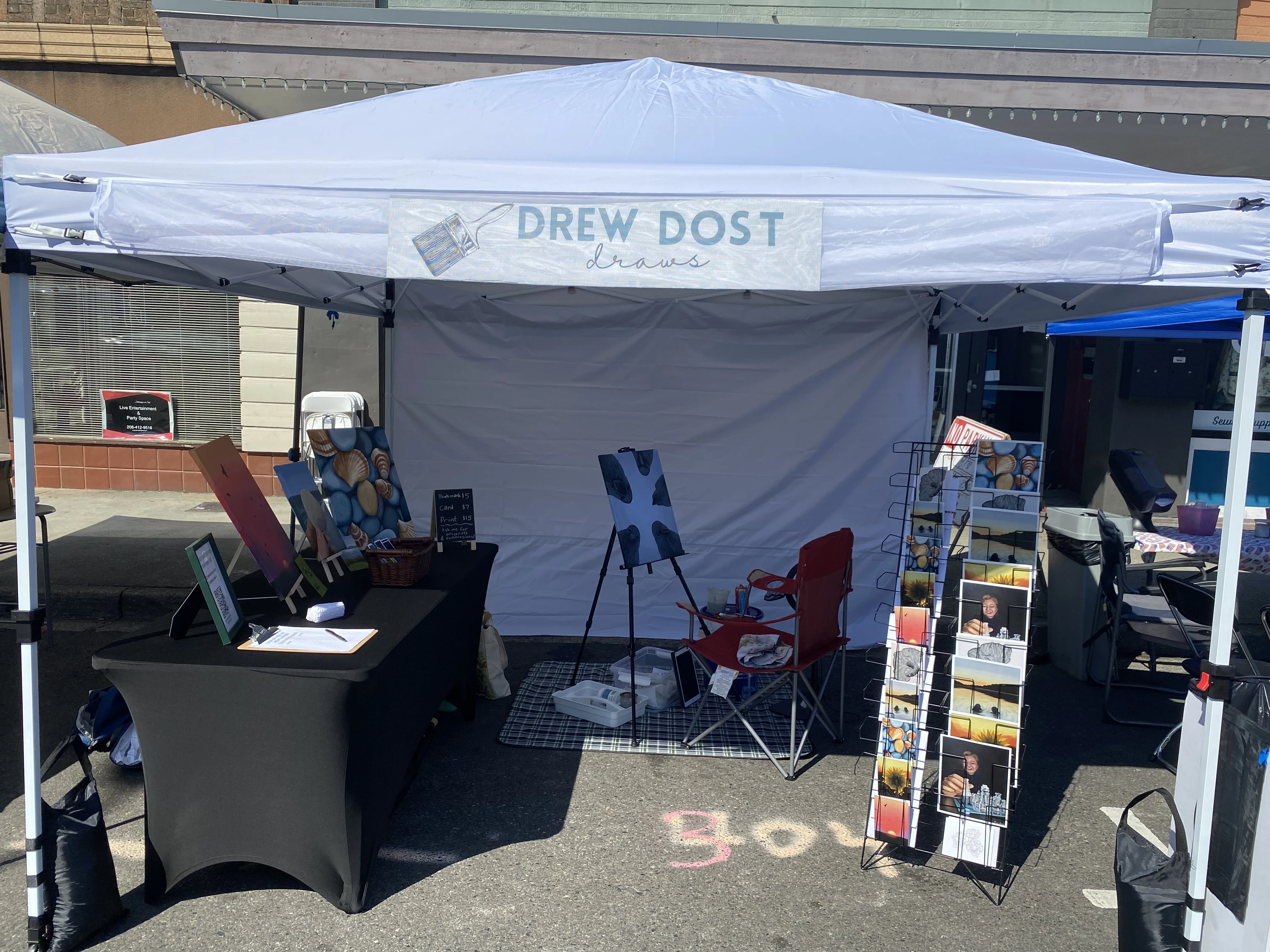 Drew Dost Draws booth setup 2
