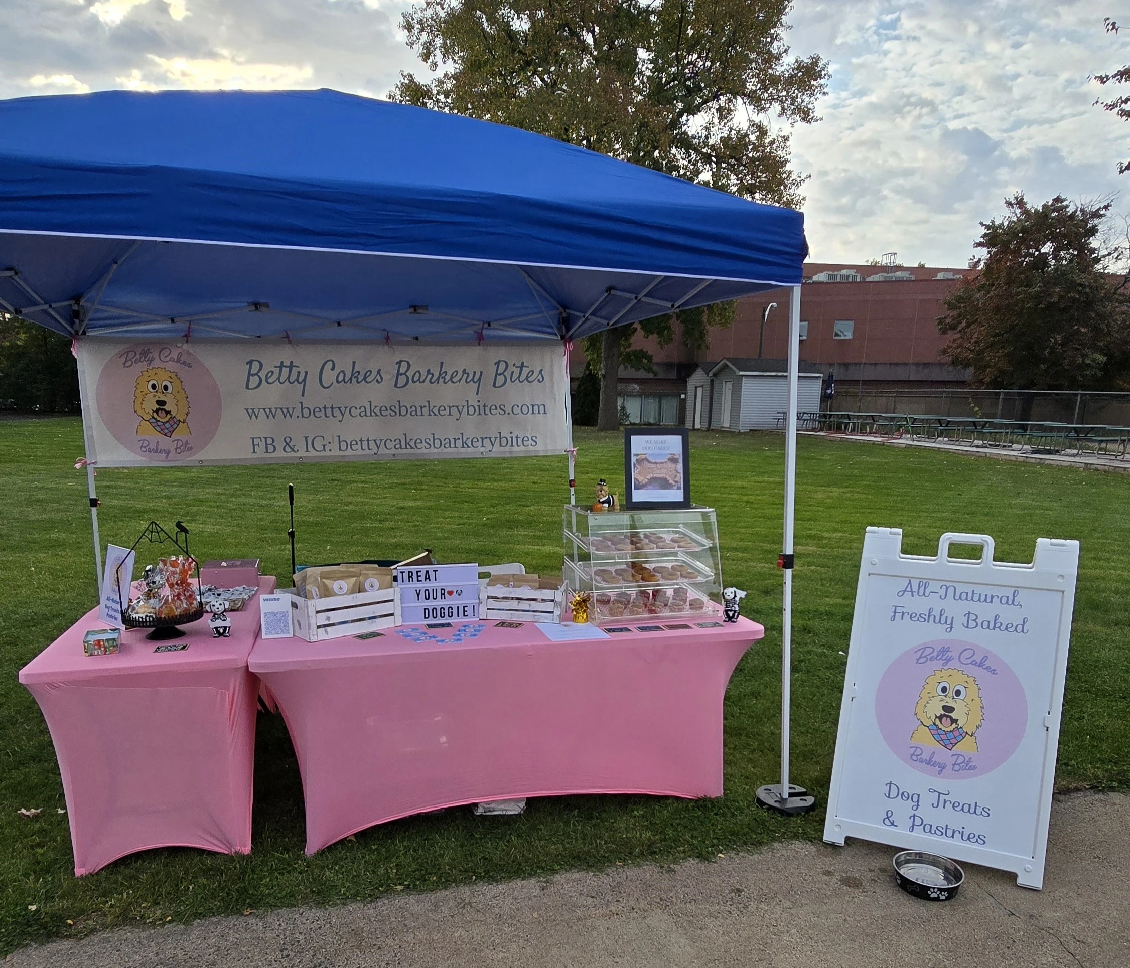 Betty Cakes Barkery Bites booth setup 1
