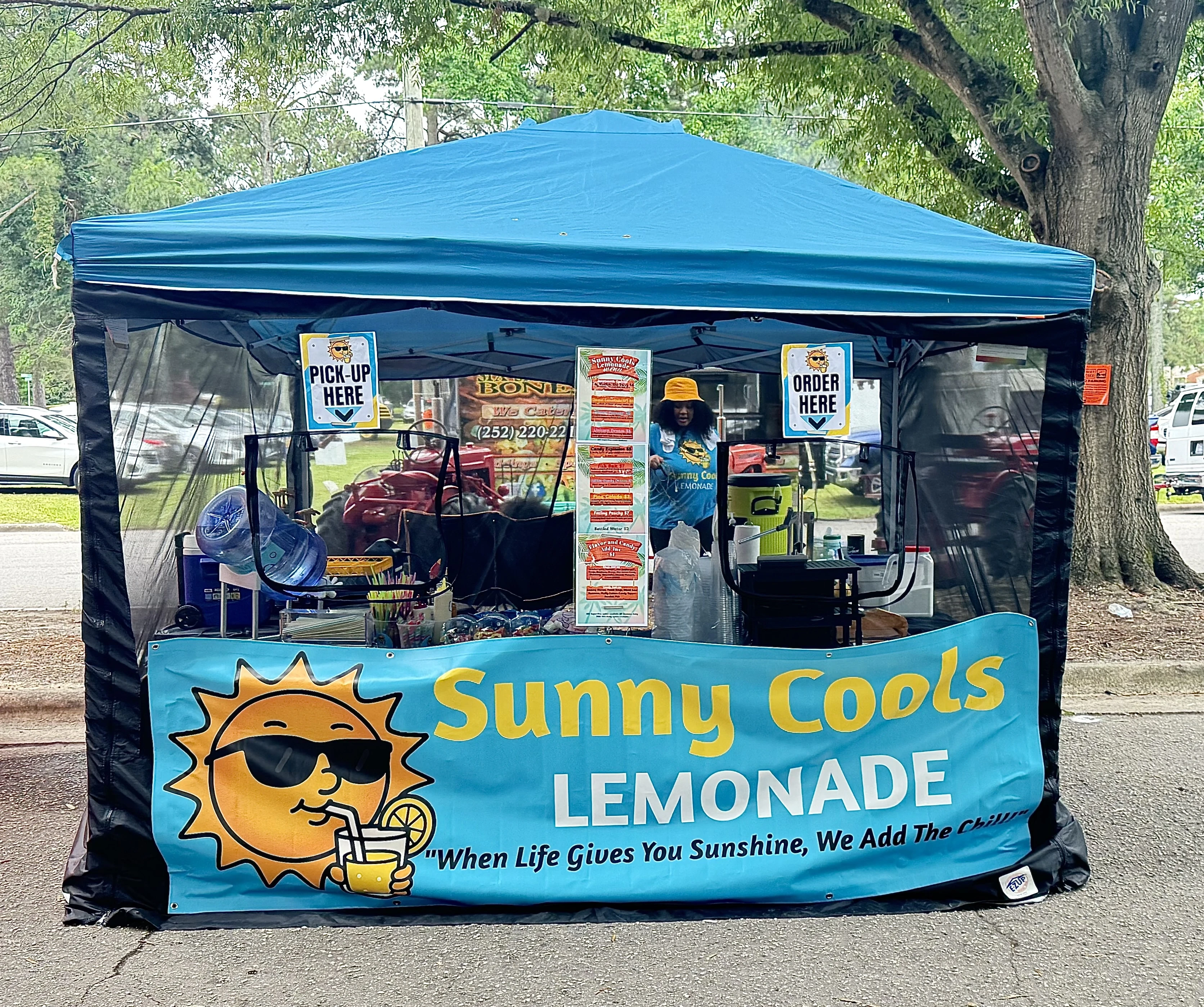 Sunny Cools Lemonade booth setup 1
